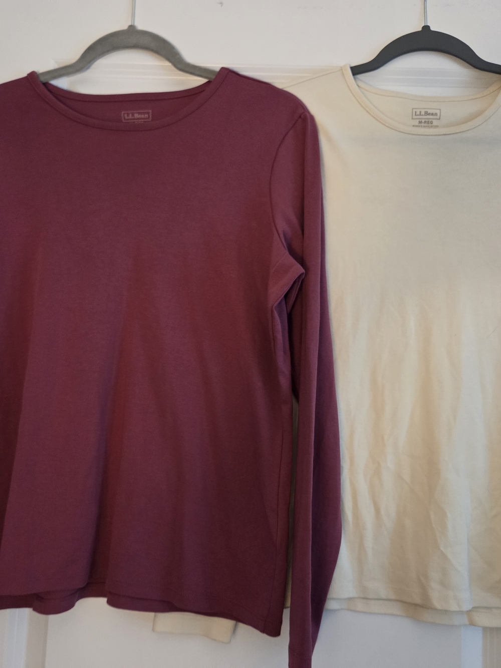 L.L.Bean Long Sleeve Tee - Plum & Cream (Set of 2)